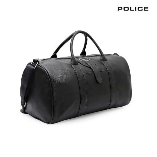 Image of POLICE Premium Travel Duffle Bag | Premium Texture Vegan Leather Duffle for Men & Women | Spacious Weekend & Gym Bag with Adjustable Shoulder Strap