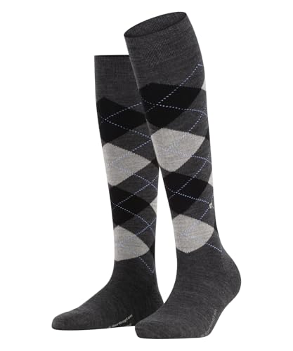 Burlington Damen Kniestrümpfe Marylebone W Kh Wolle lang gemustert 1 Paar, Grau Asphalt Melange 3180, 36-41