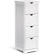 ivinta Small Bathroom Storage Cabinets Free Standing with 4 Drawers, Wood White Bathroom Corner C...