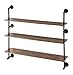 Industrial Pipe Shelf 3 Tier 48x9.84in Wall-Mount - Metal Shelving for Kitchen, Bedroom, Living Room - Rustic Wall Shelves