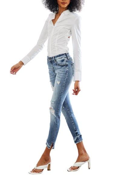 Kancan Women's Mid Rise Ankle Skinny Jeans - KC6204M3
