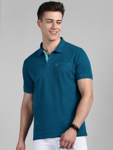 Image of Lux Cozi Men Cotton Regular Fit Polo Neck Half Sleeve Solid Casual T-Shirt with Chest Pocket | Pack of 2 |