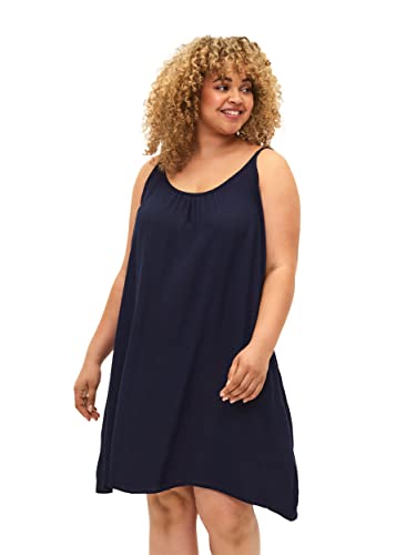 Zizzi Damen Große Größen Midikleid Viskose Träger Gr Gr L (50/52) Navy...