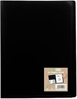 eco-eco A4 100% Recycled 40 Pocket Black Flexible Cover Portfolio Book Folder Display Book