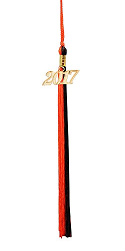 Graduation Tassels with Gold 2017 Year Charm (Orange and Black)