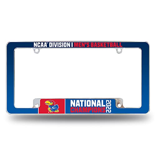 Rico Industries NCAA Kansas Jayhawks Championship 2021 12" x 6" Chrome All Over Automotive License Plate Frame for Car/Truck/SUV