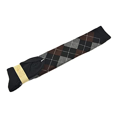 Women Student Thigh High Socks Vintage Colorful Argyle Over Knee Stockings Grey3