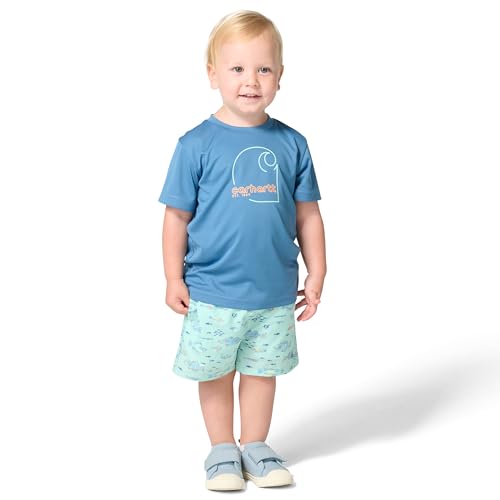 Carhartt Baby Boys 2-Piece Short Sleeve Sun Defender Force Shirt & Woven Short Set Yucca 4T