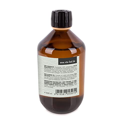 Foto von VitaFeel Mandelöl, süß, 100% rein & kaltgepresst, vegan, gentechnikfrei, ideal zur Haut- und Haarpflege, für Aromatherapie & als Basisöl für Massageöle oder Naturkosmetik (500ml)