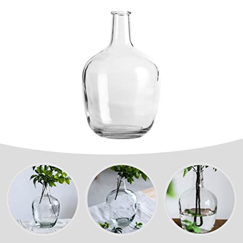 Healifty Vaso de vidro transparente grande com balão de flores de chão vaso redondo grande para deco