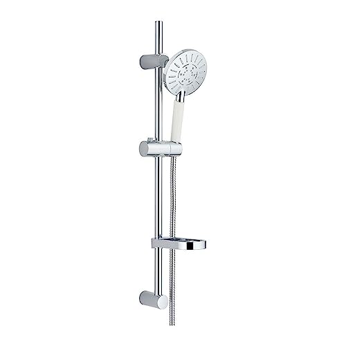 Ensemble de douche à main et barre coulissante en acier chromé inoxydable