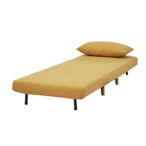 Gia Tri-Fold Convertible Polyester Sofa Bed Chair With Removable Pillow And Legs, Set Of 2, Yellow 2 Pack #TOP6
