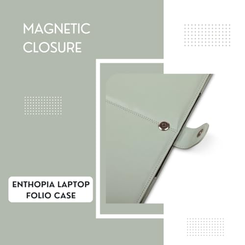 Image of ENTHOPIA 13 to 14 Inches Folio Laptop Case Cover Vegan Leather Compatible for MacBook, Lenovo, Hp, Dell &Other Notebooks - Mint