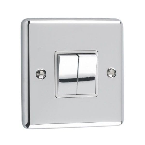 Polished Chrome 2 Gang Light Switch - W02PCW