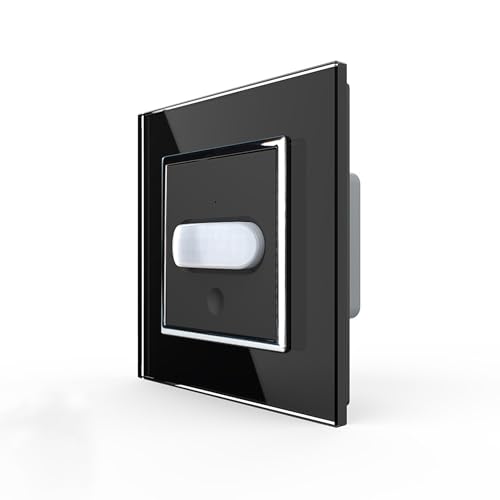 Bewegungsmelder PIR Infrarot Sensorschalter mit Touch Schalter Funktion Lichtschalter UP inkl. Glasrahmen Schwarz