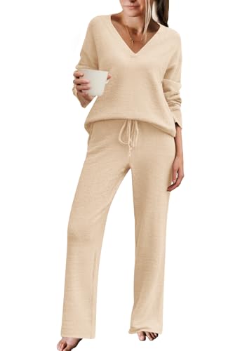 Ekouaer Fuzzy Pj Set Womens Two Piece Loungewear Cozy Knit