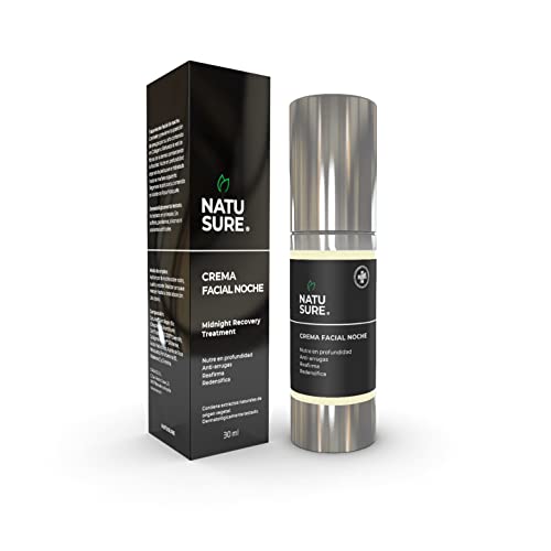 NATUSURE - Crema Facial de Noche – Colágeno Hidrolizado, Aceite de Rosa Mosqueta y de Nuez de Macadamia, Vitamina E – Difumina las líneas de expresión y Nutre en profundidad la piel - 30ml