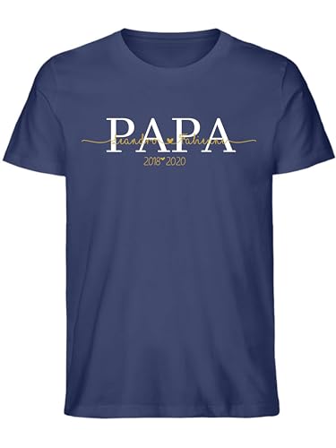 T-shirt personnalisé papa en coton bio imprimé avec nom d'enfant