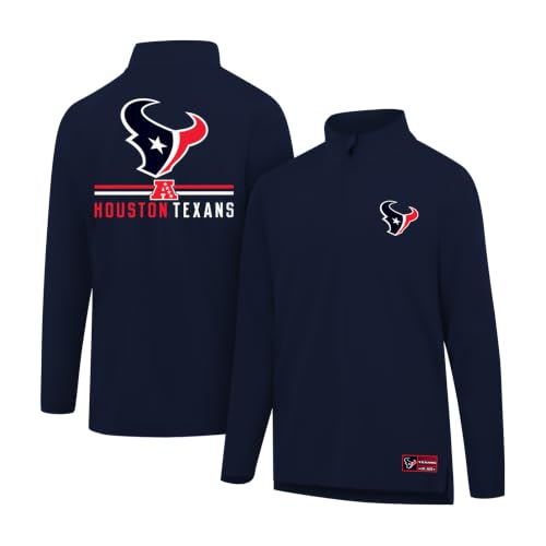 Ultra Game NFL Official Adults Super Soft Quarter Zip Long Sleeve T-Shirt - Unisex, Houston Texans, Team Color, Large