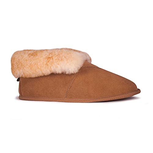 Image of Cloud Nine Men's Soft Sole Sheepskin Booties with Suede Leather | 100% sheepskin lining, soft suede sole, roll-up cuff, breathable warmth, lightweight flexibility, indoor comfort