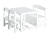 Produktbild Hoppekids Mathilde Kindersitzgruppe mit 1 Kindertisch, 2 Kinderstühle und 1 Bank teilmassiv sehr stabil, Holz, weiß , 64 x 74 x 56 cm