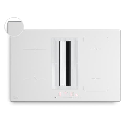 Klarstein Velaire Placa de Inducción con Extractor Integrado - 80cm, 4 Zonas, 8400W Boost, Control Táctil, Campana 597m³/h, Temporizador, Bloqueo Infantil, Indicador Calor Residual