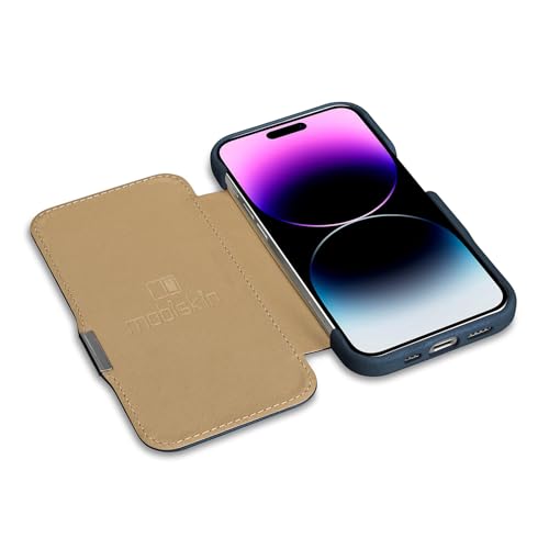 Coque pour iPhone 15 l'histoire d'un cuir véritable bleu unique - 2