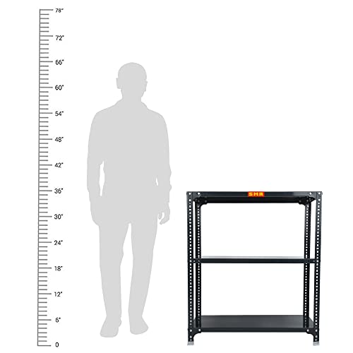 Image of SMR Prime CRC Sheet 22 Gauge Multipurpose Slotted Angle Rack with 3 Shelf For Home, Office & Industry - (36X36X15 In, 11 Kg | 16 Gauge Angle-Grey)