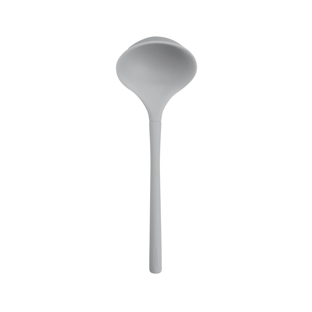 Tovolo Flex Core Small Silicone Ladle Oyster Gray Heat Safe Silicone Soup Ladle BPA Free, Dishwasher Safe Small Kitchen Ladle with Precision Pour Lip for Serving Sauces Soups Gravies