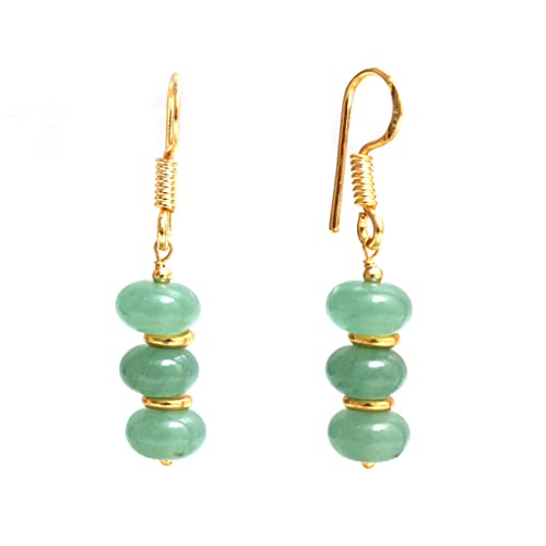 Gempires Green Aventurine Beaded Earrings Lightweight Handmade Gemstone Jewelry Hypoallergenic Gold Plated Trending Fashion Jewelry Gift For Her