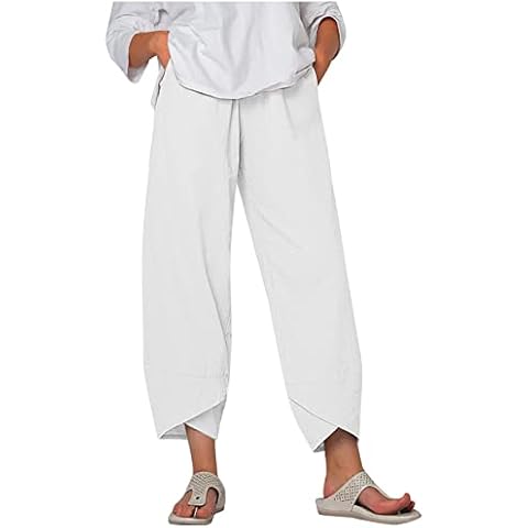 Topassion Womens Lightweight Cotton Linen Trousers Cover