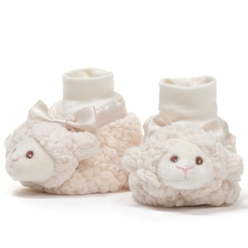 Image of Bearington Baby Plush Stuffed Animal Sock Top Slipper Booties