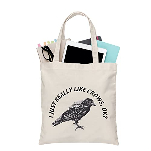 BDPWSS Raven Crow Bird Tote Bag Crow Lover Gift i Just Really Like Crows Ok Canvas Shopping Bag Raven Lover Gift (really like crow TG)