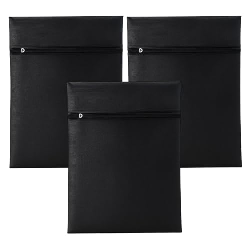 KJOET 洗濯ネット 3枚 40cm×50cm 細かいメッシュ 洗濯袋 洗濯ネット 中 型崩れ防止 絡み防止 衣類損傷防止 旅行 出張時の衣類の仕分けや 衣類保護(黒)