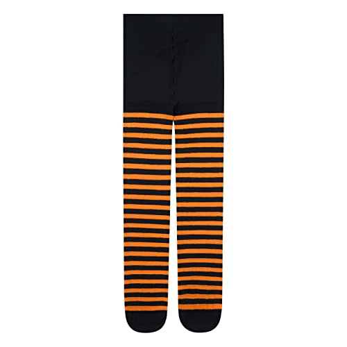 Qtinghua Striped Tights for Kids Toddler Girls High Waist Pantyhose Halloween Christmas Cosplay Leggings Stocking Witch Costume (Orange Black, 2-4 Years)