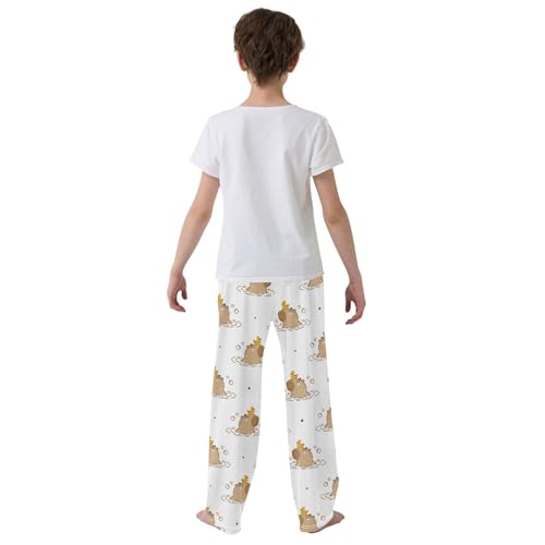 Boys' Pants Cartoon Capybaras Swimming Duck Long Bottoms Jogger Pants Elastic Waist Trousers with Pockets S-XL3