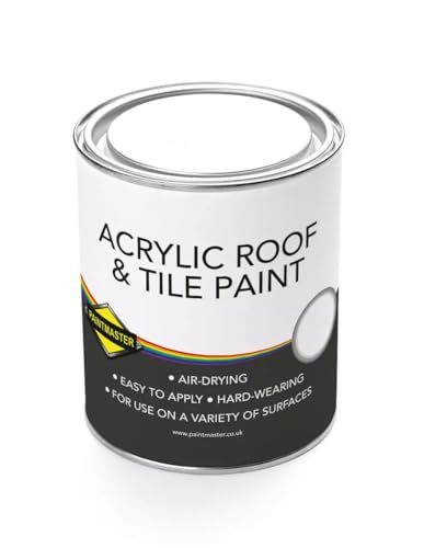 Paintmaster Acrylic Roof Tile Paint Waterproof Flexible and Easy to Apply Outdoor Tile Paint for Lasting Protection Against Weather Damage (Acrylic Roof Tile Paint Dark Grey 2.5L)