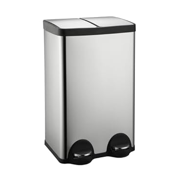 JM ·YIPENG Kitchen Recycling Bins,2 x 30L Double Rubbish Bin with Lids and Plastic Inner Buckets,Stainless Steel Dual Bins for Kitchen Recycling and Waste