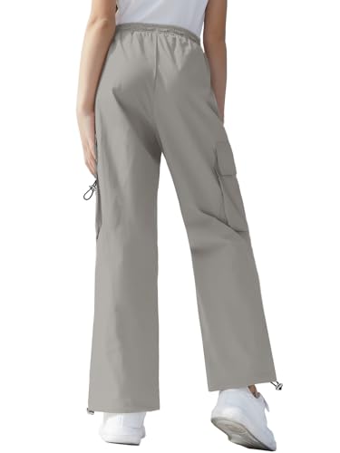 Image of SANGTREE Girls Parachute Pants Loose Lightweight Drawstring Waist Hip Hop Cargo Pants,6-16 Years