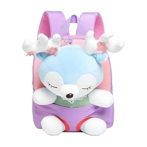 Generico Rucksack für gefüllte Tiere, Kinderrucksack mit abnehmbarer Rentierpuppe | Kleintiertasche, Reisetasche für Snacks, Geschenk für Kinder, violett, Beziehen Sie sich auf die Beschreibung