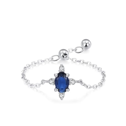 Bague de fiançailles argent 925 chaîne réglable et grand zircone