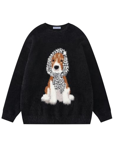 Aelfric Eden Sweaters Dog Graphic Sweater Unisex Vintage Oversized Crewneck Knit Pullover Streetwear Y2k Tops