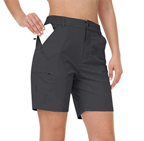 Mofiz Womens Workout Shorts Travel Casual Shorts For Women High Waisted With Zipper Pockets Dark Grey Xx-Large #TOP6