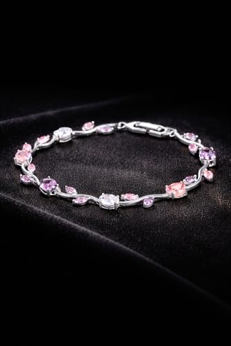 Image of Trendy Tulip Bracelet for Women | Gold Plated Pink Crystal Floral Bracelet | Elegant Minimalist Jewelry | Adjustable Chain Bracelet Gift for Girls Women | Stylish Party Daily Wear Accessory