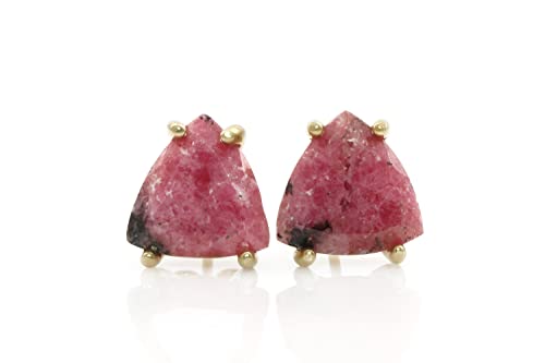 Boucles d'Oreilles Cristal de Rhodonite d'Exception Doré - 3