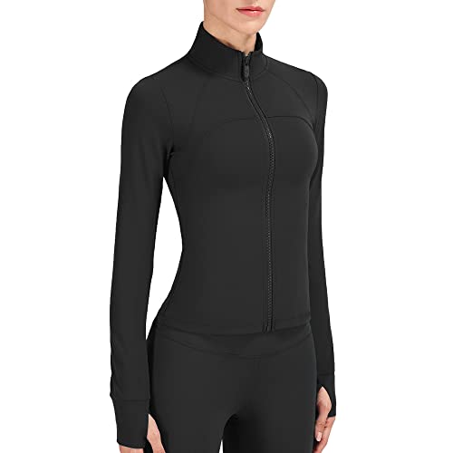 YICHEN Damen Laufjacke Atmungsaktive Sportjacke Trainingsjacke Herbst-Winter Langarm Fitness Jacke Sweatjacke mit Tasche Atmungsaktiv voll Reißverschluss Running-Jacken Damen für Yoga Fitness Cover