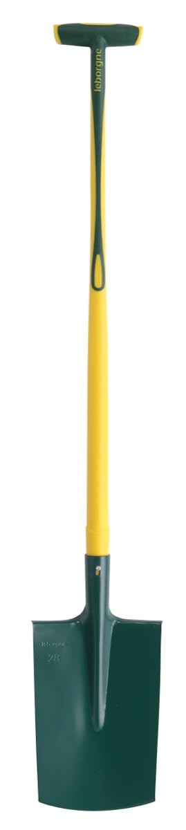 Leborgne, Bêche à rebord manche novagrip pomme 100 cm, Tête Acier Trempé, Bord Arrondi, Repose-Pieds, Douille robuste, Conseillées pour les sols légers ou peu collants, sans cailloux