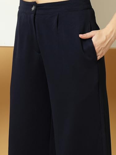 Image of OOMPH! Women's Straight Fit Mid Rise Korean Trousers|Trouser Pants for Women|Elegant Workwear for Office, College & Events|Trousers for Woman