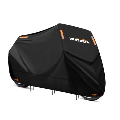 VANSHEIM Funda Protectora Moto Exterior Funda de Moto Funda Motocicleta Impermeable con Agujeros de Bloqueo Cubierta de la Motocicleta 420D Oxford Lluvia Anti UV para Moto 245x105x125cm