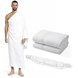 BMLIMITED BML Ehram Umrah White 2 Towel with Free Belt for Men Ihram, Ahram Hygeinic Breathable Absorbant Fbric towel
